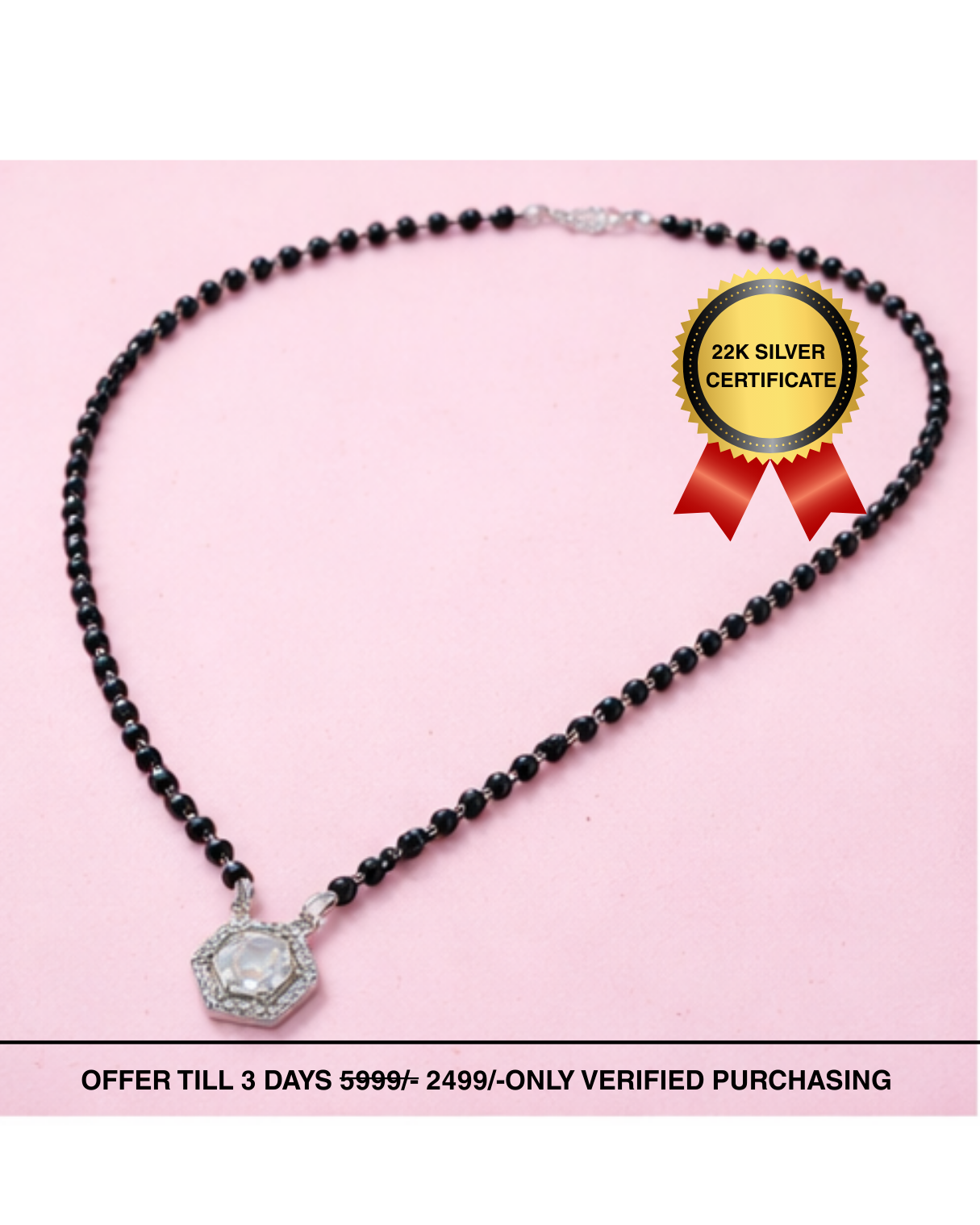 Designer 925 Silver Black Beads Necklace | Elegant Women Jewellery Gift Item