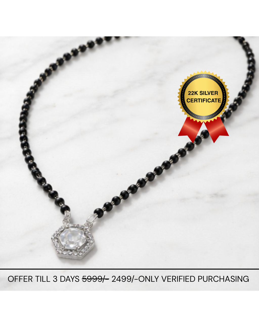 Designer 925 Silver Black Beads Necklace | Elegant Women Jewellery Gift Item