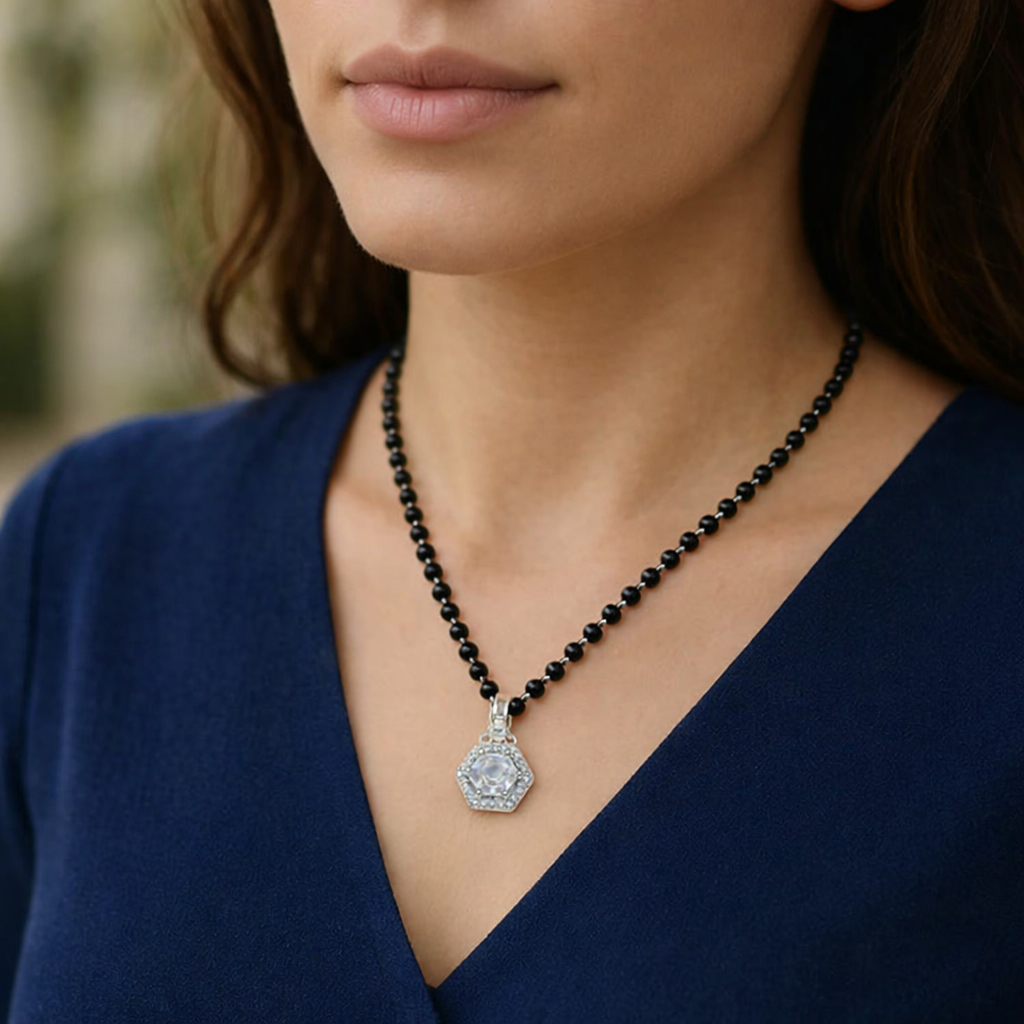 Designer 925 Silver Black Beads Necklace | Elegant Women Jewellery Gift Item